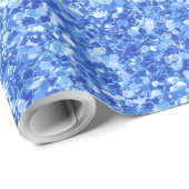 Papier Cadeau Parties scintillant bleue et blanc étincelle textu (Coin rond)