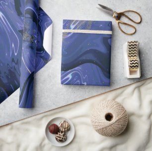 Papier Cadeau Parties scintillant bleue Galaxy Swirl Abstrait Mo
