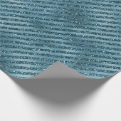Papier Cadeau Parties scintillant bleue turquoise rayures (Coin)