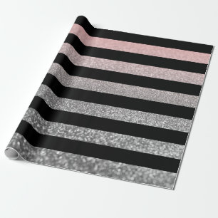 Papier Cadeau Parties scintillant brillant paillettes argent ros