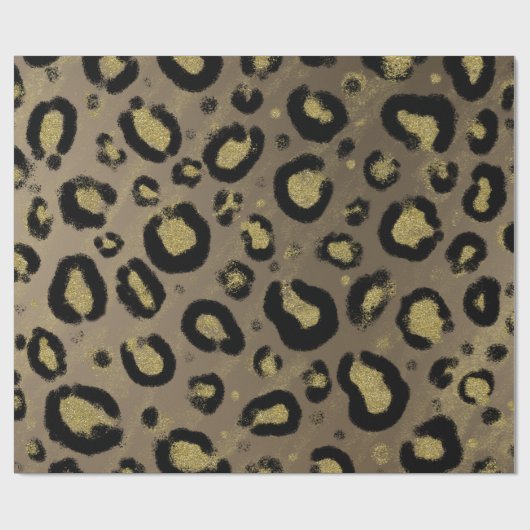 Papier Cadeau Parties scintillant Brown en or et Cheetah léopard (Plat)