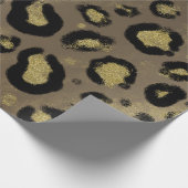 Papier Cadeau Parties scintillant Brown en or et Cheetah léopard (Coin)