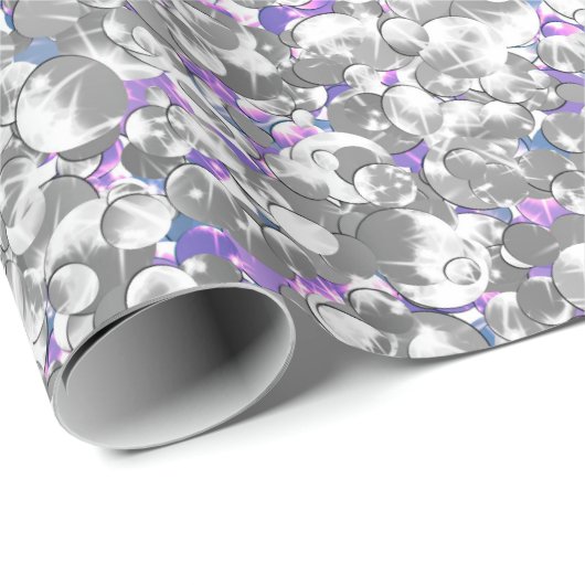 Papier Cadeau Parties scintillant c brillant violet argenté sans (Coin rond)