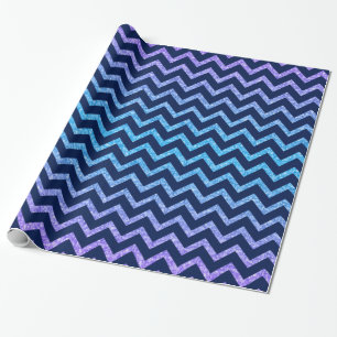 Papier Cadeau Parties scintillant colorée Blue Chevron Zigzag Mo