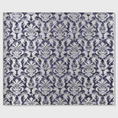Papier Cadeau Parties scintillant Damas Silver Grey Royal Blue N (Plat)