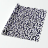 Papier Cadeau Parties scintillant Damas Silver Grey Royal Blue N (Déroulé)