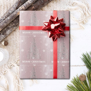 Papier Cadeau Parties scintillant d'arbre de Noël et flocons de