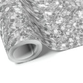 Papier Cadeau Parties scintillant d'argent et mousseux blanc imp (Coin rond)