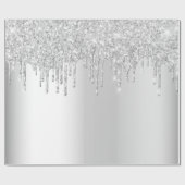 Papier Cadeau Parties scintillant d'argent goutte d'anniversaire (Plat)