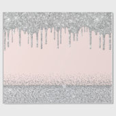 Papier Cadeau Parties scintillant d'argent goutte rose or brilla (Plat)