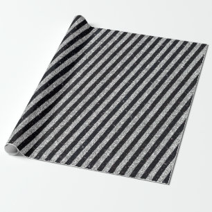 Papier Cadeau Parties scintillant d'argent noir moderne Motif