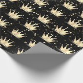 Papier Cadeau Parties scintillant de couronnes Black Sparkly Gol (Coin)