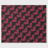 Papier Cadeau Parties scintillant de Doodle Floral Rouge & Noir (Plat)