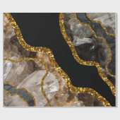 Papier Cadeau Parties scintillant de la Géode d'âge noir et or (Plat)