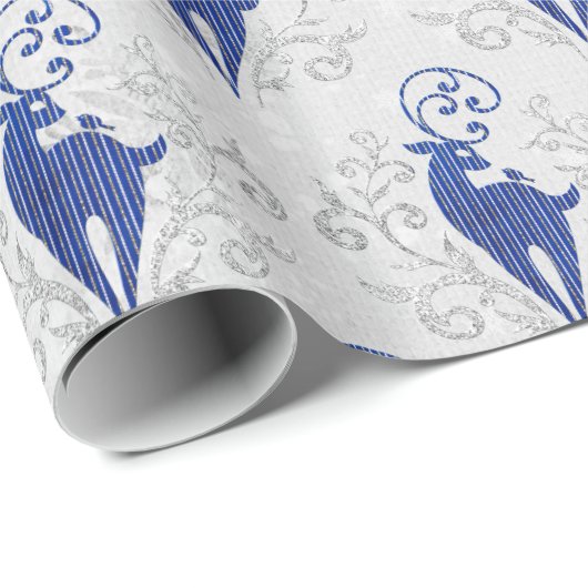 Papier Cadeau Parties scintillant de Noël Design de cerfs (Coin rond)