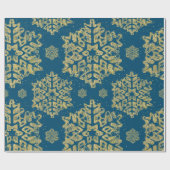 Papier Cadeau Parties scintillant de Noël Gold Snowflake Navy Bl (Plat)