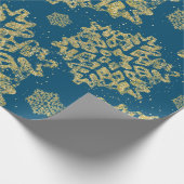Papier Cadeau Parties scintillant de Noël Gold Snowflake Navy Bl (Coin)