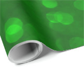 Papier Cadeau Parties scintillant de Noël-Green Bokeh (Coin rond)