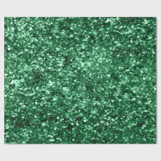 Papier Cadeau Parties scintillant de Noël vert étincelant (Plat)