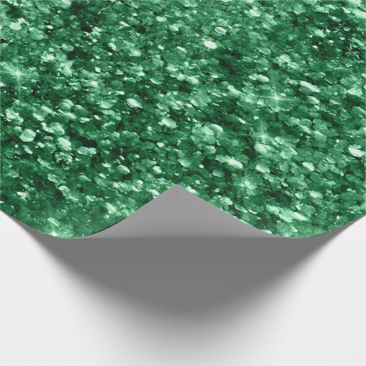 Papier Cadeau Parties scintillant de Noël vert étincelant (Coin)