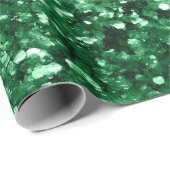 Papier Cadeau Parties scintillant de Noël vert étincelant (Coin rond)
