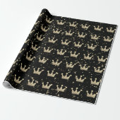Papier Cadeau Parties scintillant des Couronnes Black Sparkly Go (Déroulé)