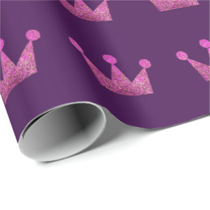 Papier Cadeau Parties scintillant des couronnes Pink Graduation