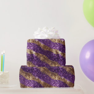 Papier Cadeau Parties scintillant d'étincelle d'or pourpre Anniv