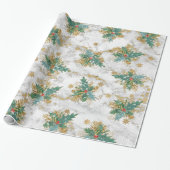 Papier Cadeau Parties scintillant d'étoiles dorées avec baies sa (Déroulé)