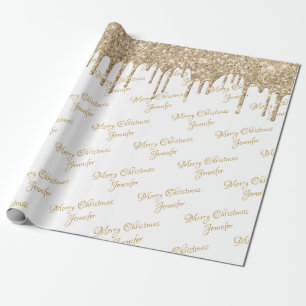 Papier Cadeau Parties scintillant d'or blanc goutte à goutte No