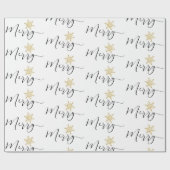 Papier Cadeau Parties scintillant d'or calligraphique Snowflakes (Plat)