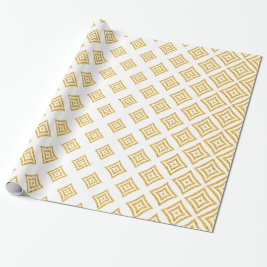 Papier Cadeau Parties scintillant d'or conception géométrique (Déroulé)