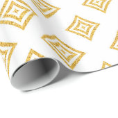 Papier Cadeau Parties scintillant d'or conception géométrique (Coin rond)
