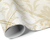 Papier Cadeau Parties scintillant d'or Damas Noël Noël Noël Noël (Coin rond)