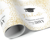 Papier Cadeau Parties scintillant d'or diplômée Confetti Blanc N (Coin rond)