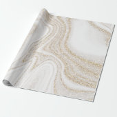 Papier Cadeau Parties scintillant d'or en marbre blanc moderne e (Déroulé)