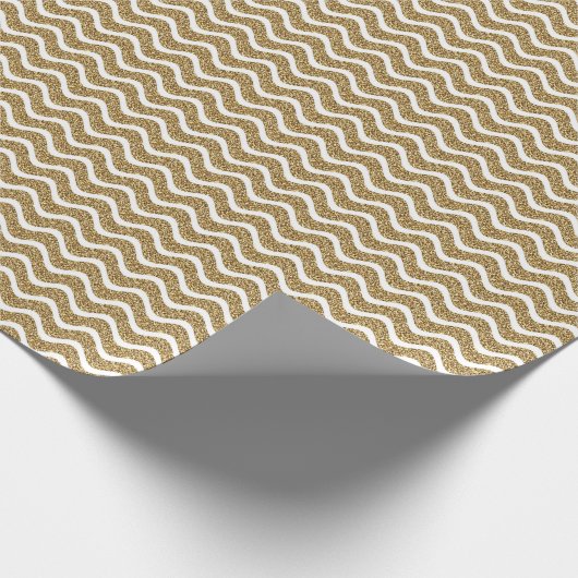 Papier Cadeau Parties scintillant d'or festive Chevron Stripes (Coin)