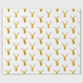 Papier Cadeau Parties scintillant d'or festive rennes de Noël (Plat)