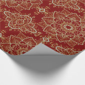 Papier Cadeau Parties scintillant d'or Floral Paisley Mandala Mo (Coin)