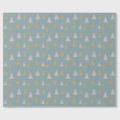 Papier Cadeau Parties scintillant d'or gris bleu brillant arbres (Plat)