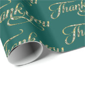 Papier Cadeau Parties scintillant d'or merci texte motif sur tur (Coin rond)