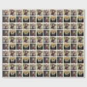 Papier Cadeau Parties scintillant d'or Monogram Noël (Plat)