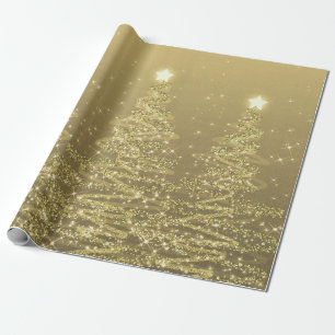Papier Cadeau Parties scintillant d'or Noël Arbres de vacances