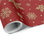 Papier Cadeau Parties scintillant d'or Noël Snowflakes Festival (Coin rond)