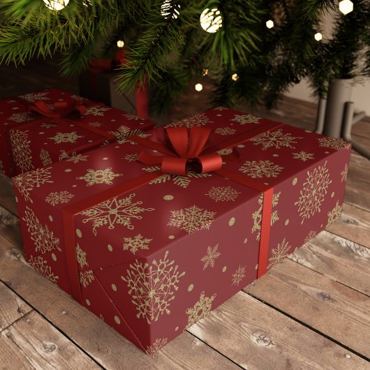 Papier Cadeau Parties scintillant d'or Noël Snowflakes Festival