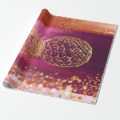Papier Cadeau Parties scintillant d'or rose ananas (Déroulé)