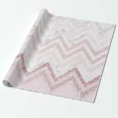 Papier Cadeau parties scintillant d'or rose de chevron rose roux (Déroulé)