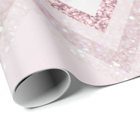 Papier Cadeau parties scintillant d'or rose de chevron rose roux (Coin rond)