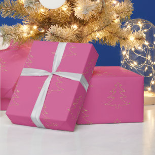 Papier Cadeau Parties scintillant d'or rose Fille Arbres de Noël