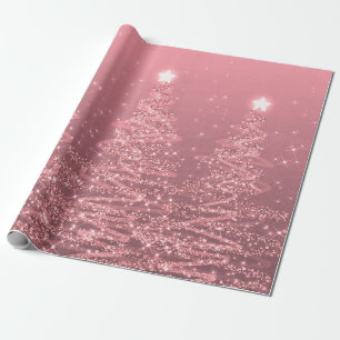 Papier Cadeau Parties scintillant d'or rose Noël Arbres de vaca